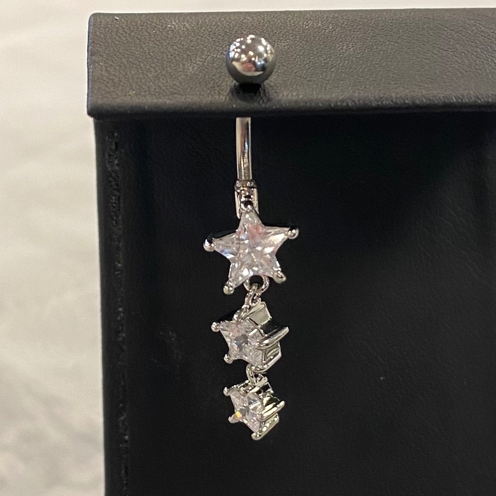 3 Star Dangle Belly Button Ring